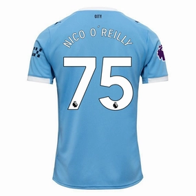 Breathable Underarm Gussets Body Mapping Technology Puma Nico O'reilly Manchester City Home Jersey 25/26 w/ EPL   Sponsor Patch (Team Light Blue/Puma White)
