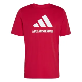 adidas Ajax Amsterdam Season Graphic T-Shirt (Red/White) crew neck