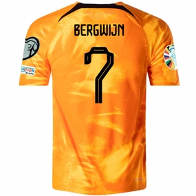 Comfortable fit Practical Wear Nike Netherlands Steven Bergwijn Home Match Authentic Jersey w/ Euro Qualifying Patches 22/23 (Laser Orange/Black)
