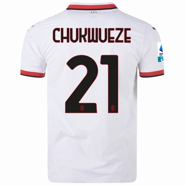 Puma AC Milan Authentic Samuel Chukwueze Away Jersey w/ Series A Patch 24/25 (Puma White) Motion Friendly Quick Cooling System