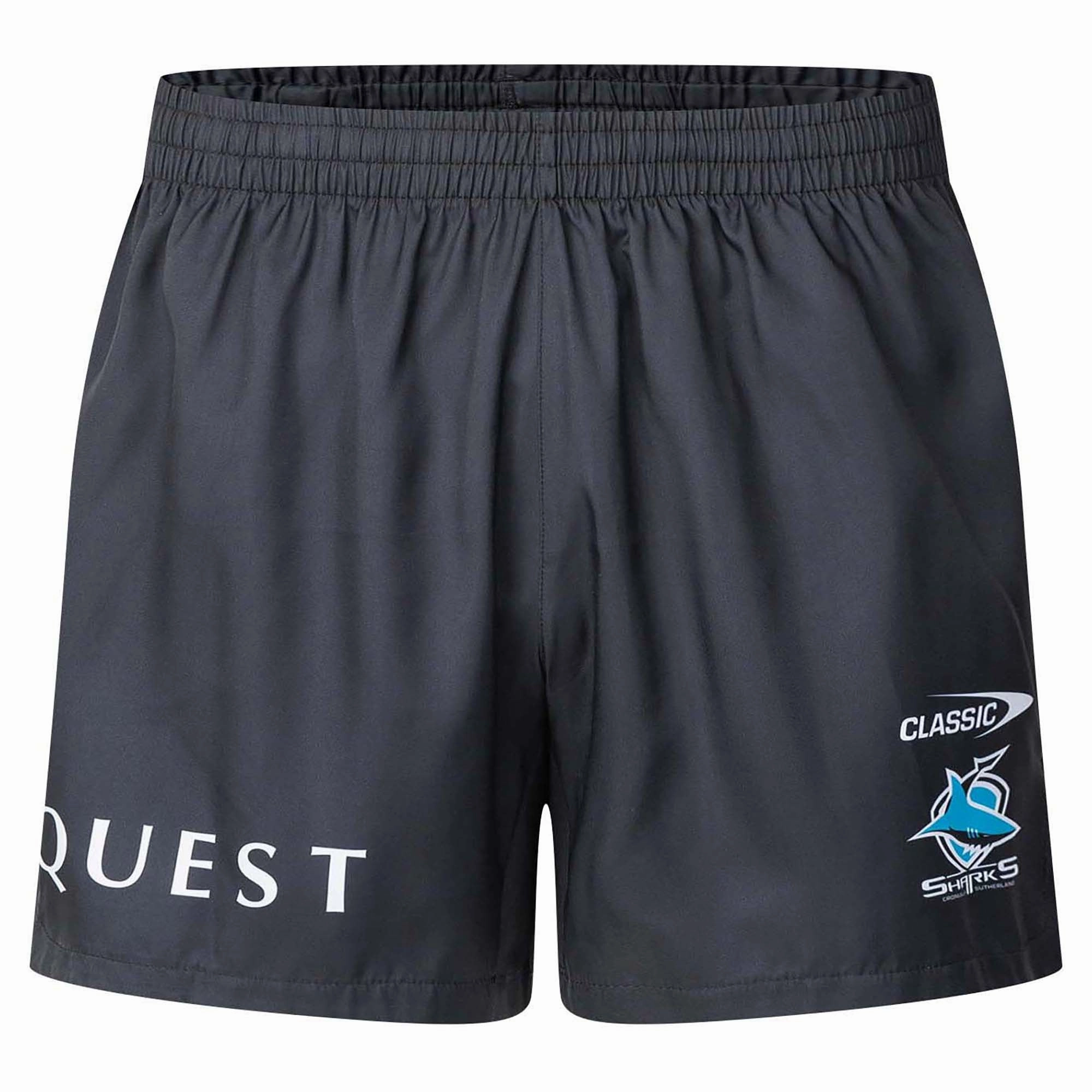 Athletic Performance Flatlock Seam Finish Men's NRL Cronulla-Sutherland Sharks 2025 Performance Gym Shorts