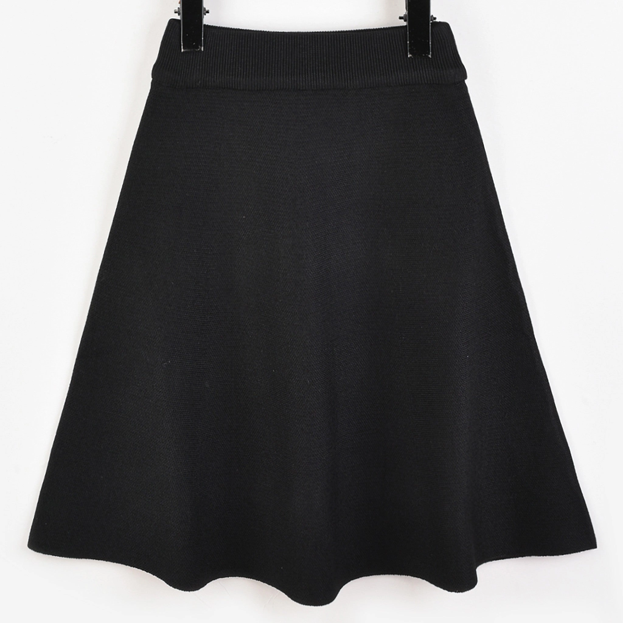 Melange Knit Bell Skirt Low Rise