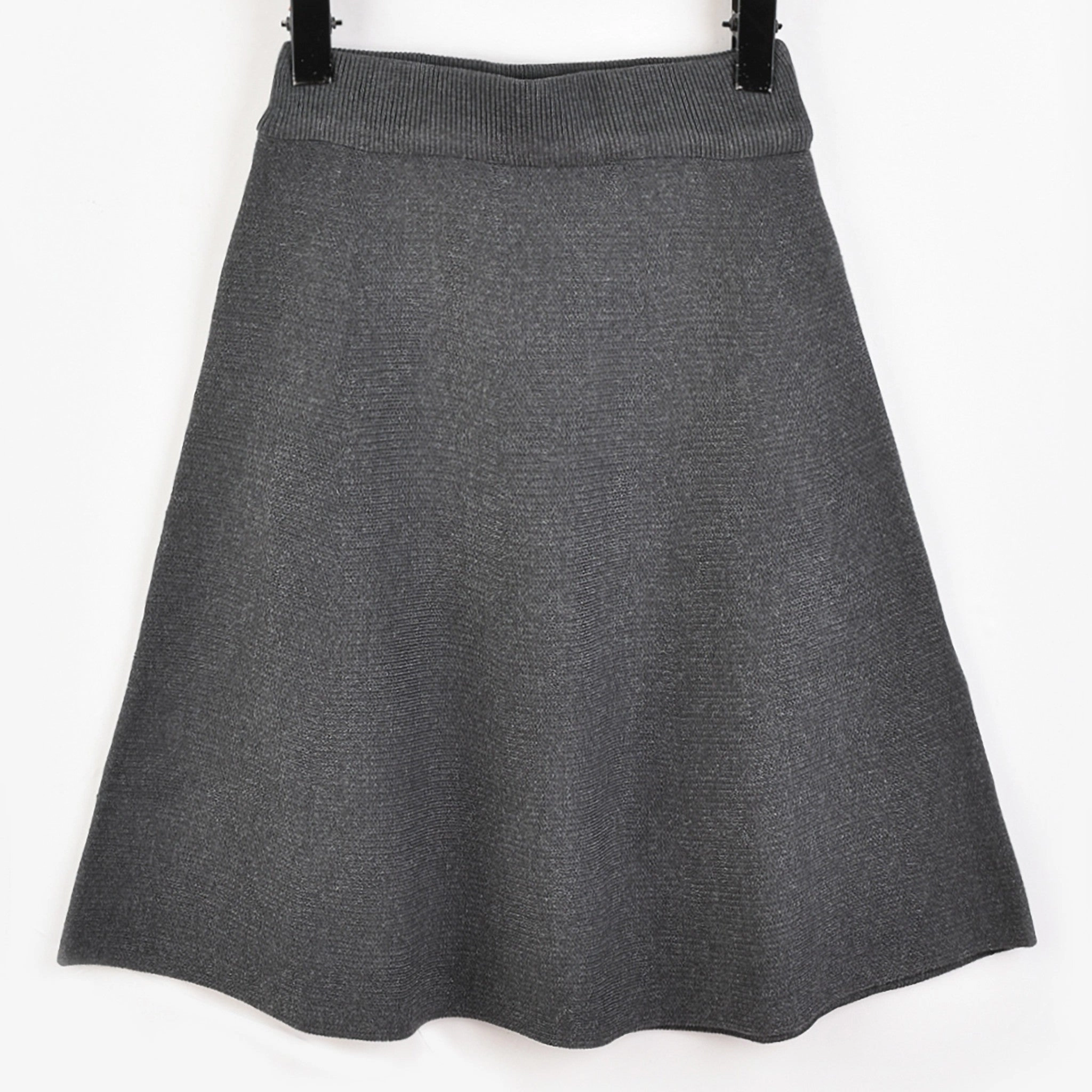Melange Knit Bell Skirt Shirred Back Draped Silhouette