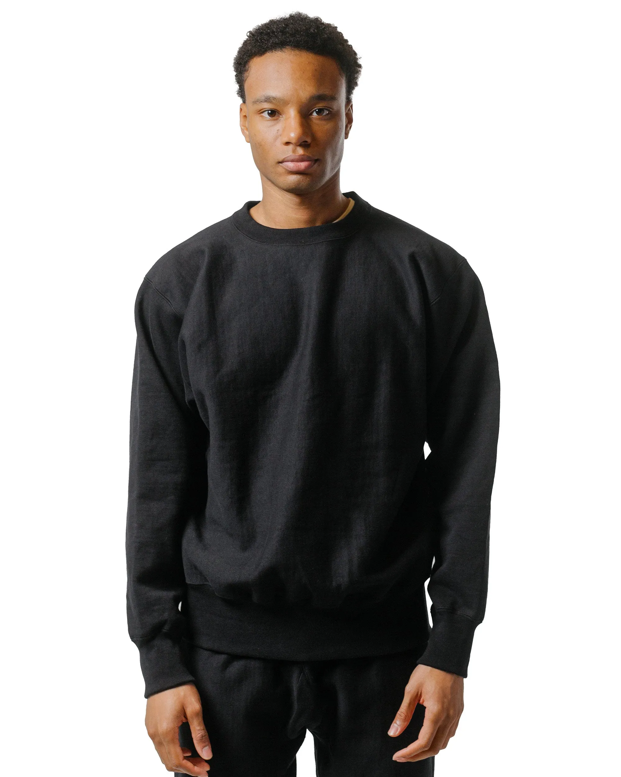 The Real McCoy's MC20114 Heavyweight Crewneck Sweatshirt Black Street Essential Cozy Wear