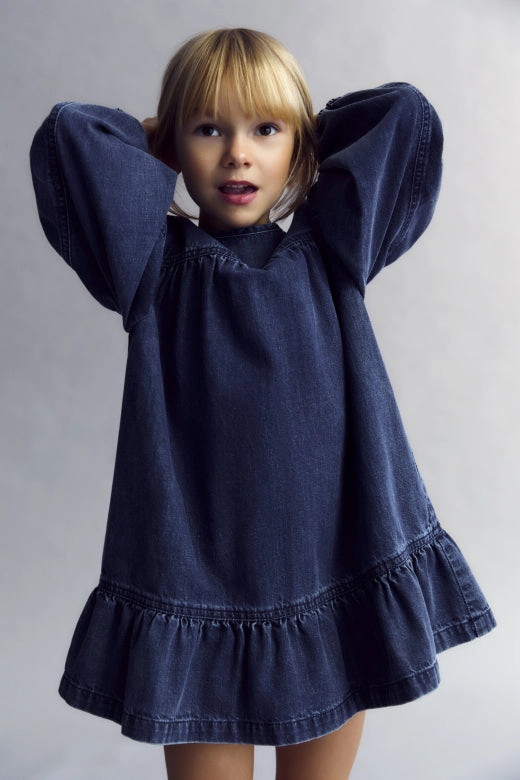 Classic Cut LightweightMaterial [Second Drop] The New Society Mara Dress, Blue Denim