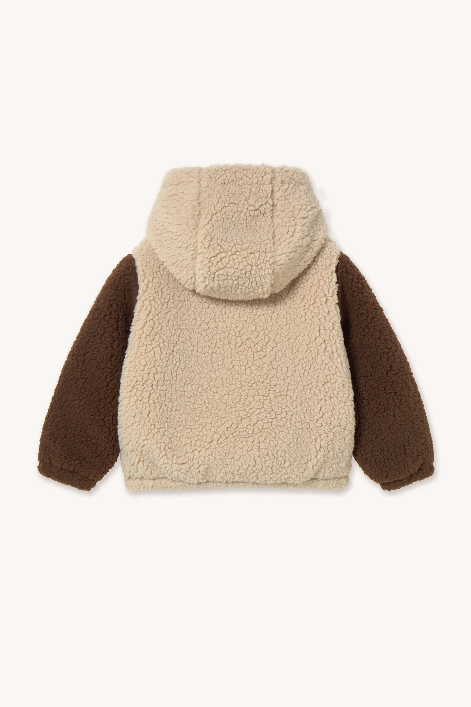 Light Reflective Logos Tinycottons Color Block Polar Sherpa Hoodie, Dark vanilla