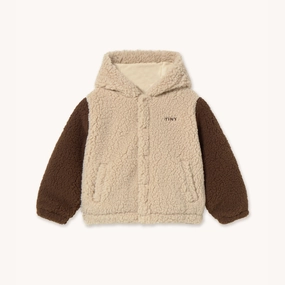 Tinycottons Color Block Polar Sherpa Hoodie, Dark vanilla Easy Layering Bonded Seam Construction