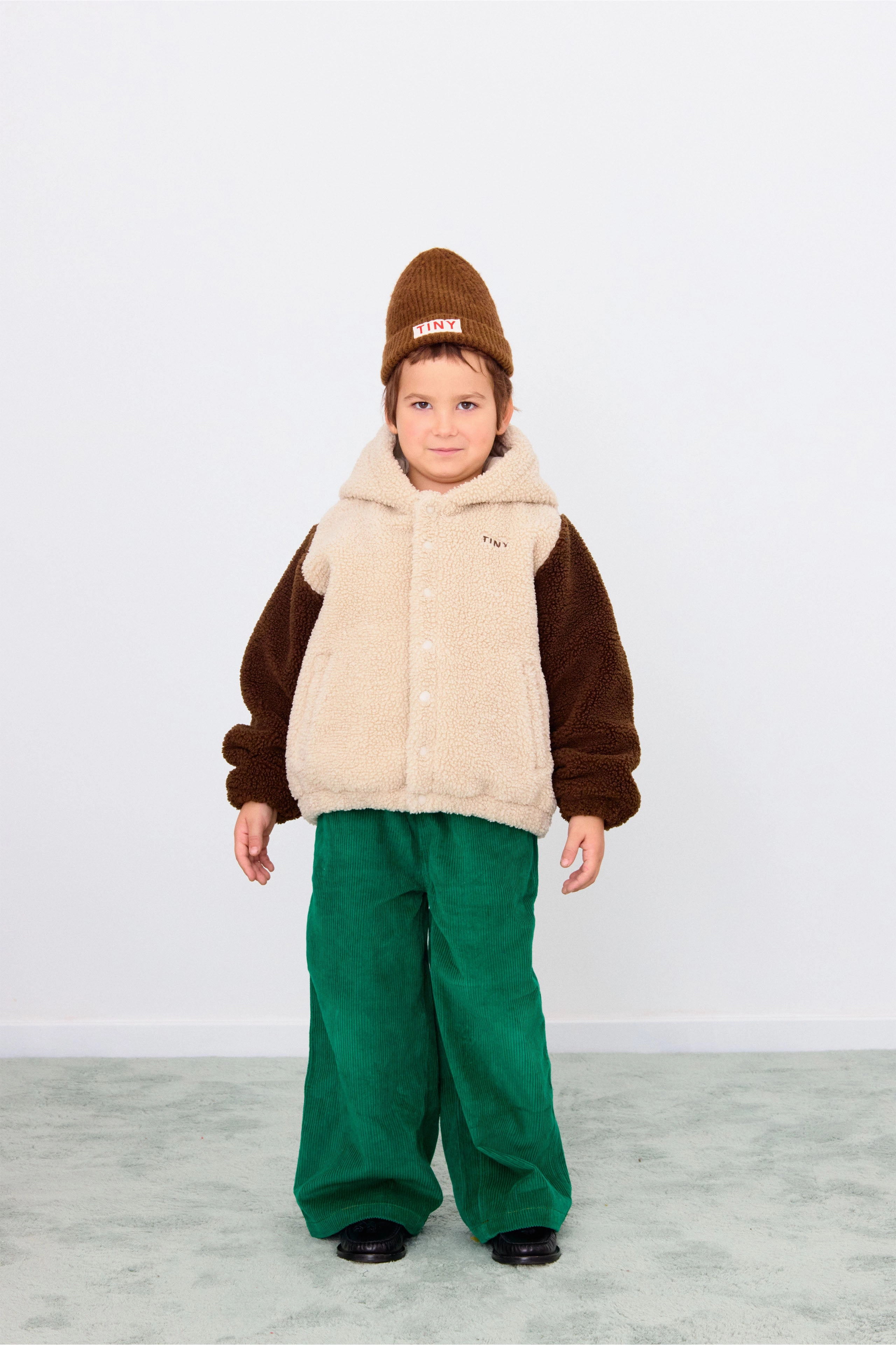Tinycottons Color Block Polar Sherpa Hoodie, Dark vanilla Utility Pockets