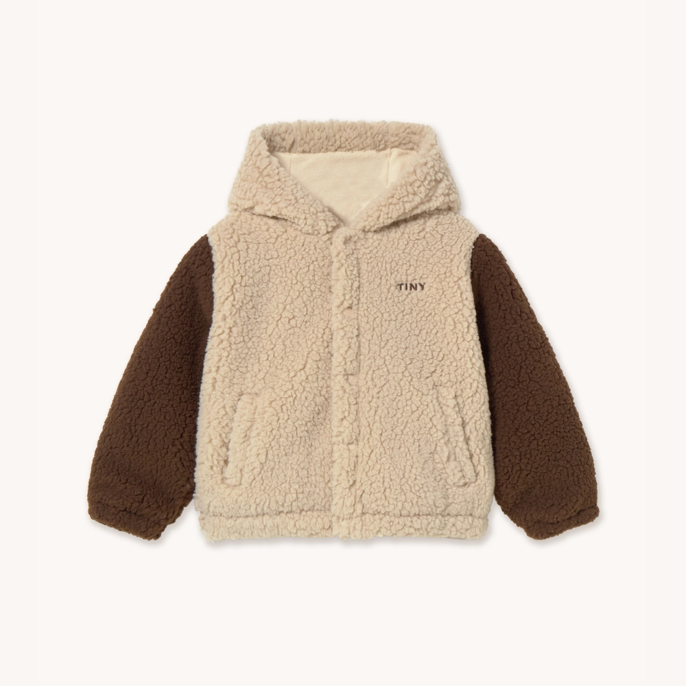 Tinycottons Color Block Polar Sherpa Hoodie, Dark vanilla Easy Layering Bonded Seam Construction