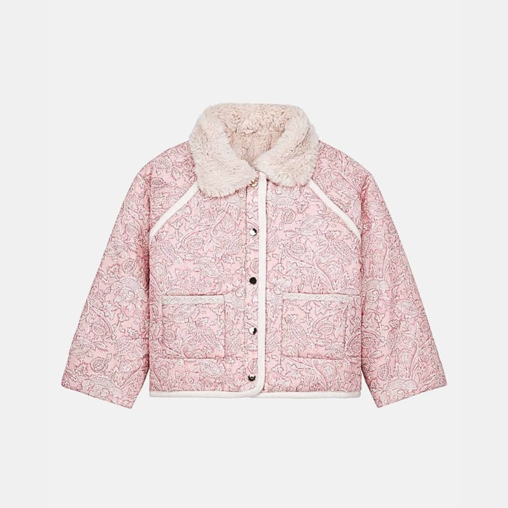 Louise Misha Jasmina Reversible Jacket, Pink Mountain Avens Stretch Fabric