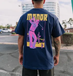 Manor "Ghost Golfer T-Shirt" M - Navy Workwear Essentials Adjustable Drawcord