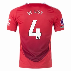 Classic Fit Versatile Outfit adidas Manchester United Authentic Matthijs De Ligt Home Jersey w/ EPL   No Room For Racism Patches 24/25 (MUFC Red/Bright Red)