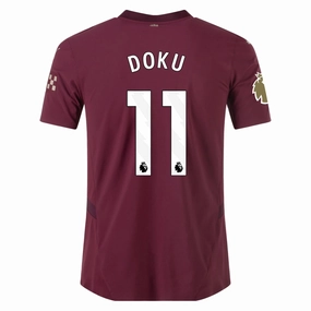 Puma Manchester City Authentic Jeremy Doku Third Jersey w/ EPL   Club World Cup Patch 24/25 (Dark Jasper) Durable Blend Fabric Urban Comfort