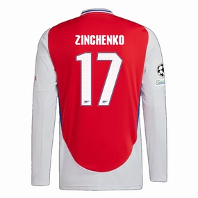 adidas Arsenal Oleksandr Zinchenko Home Long Sleeve Jersey w/ Champions League Patches 24/25 (Better Scarlet/White) Speed Focus Relaxed Silhouette