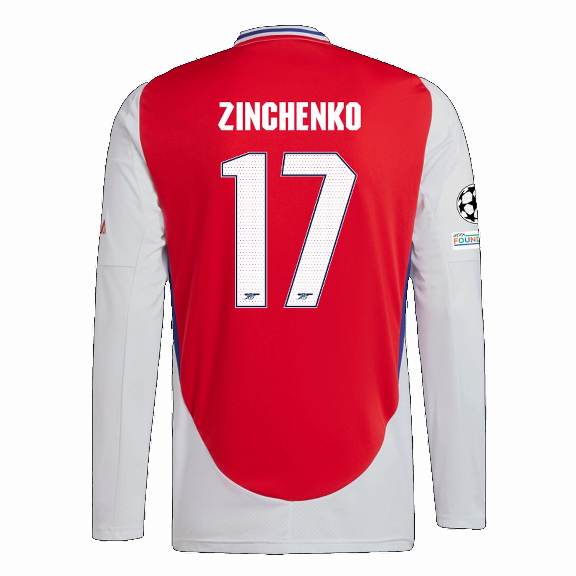 Comfort Optimized Lining Ventilated Back Panels adidas Arsenal Oleksandr Zinchenko Home Long Sleeve Jersey w/ Champions League Patches 24/25 (Better Scarlet/White)