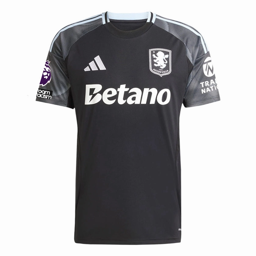 adidas Maatsen Men's Aston Villa 25/26 Away Jersey w/ EPL   NRFR Patches (Black/Global Blue) Full Sleeve Design Bold Trim