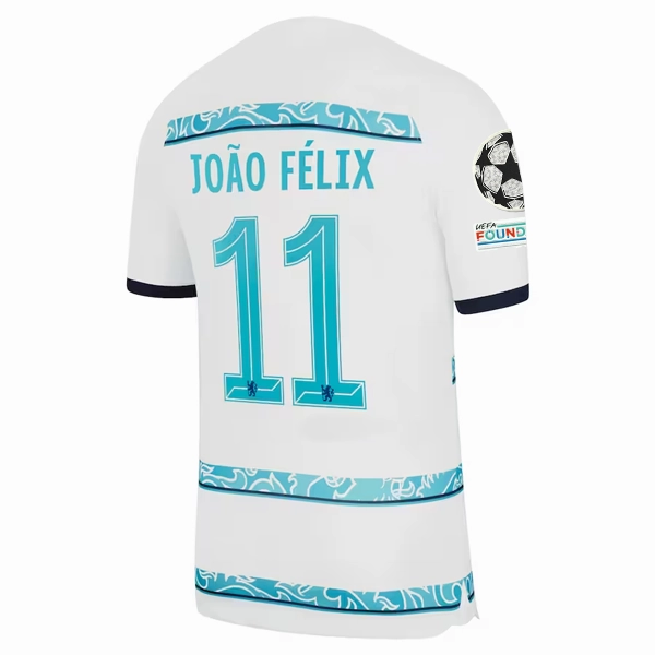 Nike Chelsea Jo?o F??lix Away Jersey w/ Champions League   Club World Cup Patches 22/23 (White/College Navy) Reinforced Hem Durability Everyday Motion