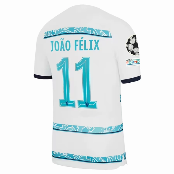 Nike Chelsea Jo?o F??lix Away Jersey w/ Champions League   Club World Cup Patches 22/23 (White/College Navy) Weekend Style Endurance Wear