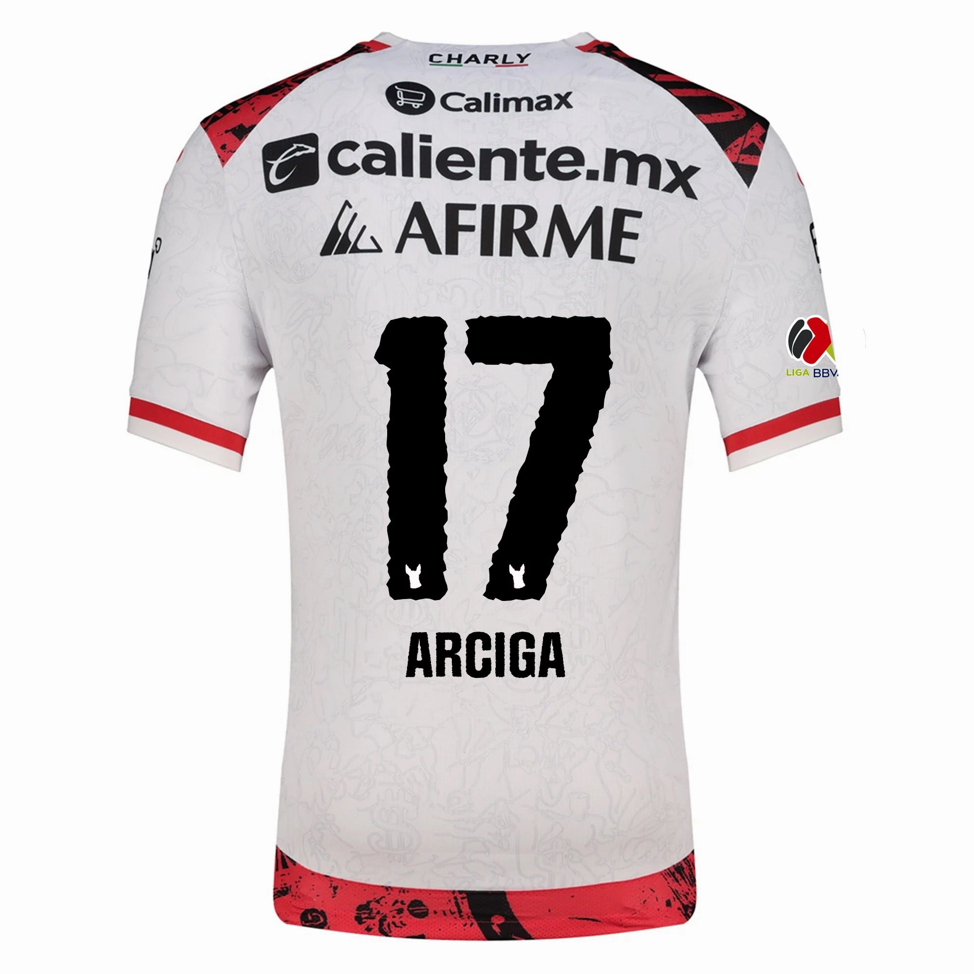 Charly Ramiro Arciga Men's Xolos De Tijuana Away Jersey 25/26 w/ BBVA MX Patch (White) Cool Fit Ribbed Collar Style