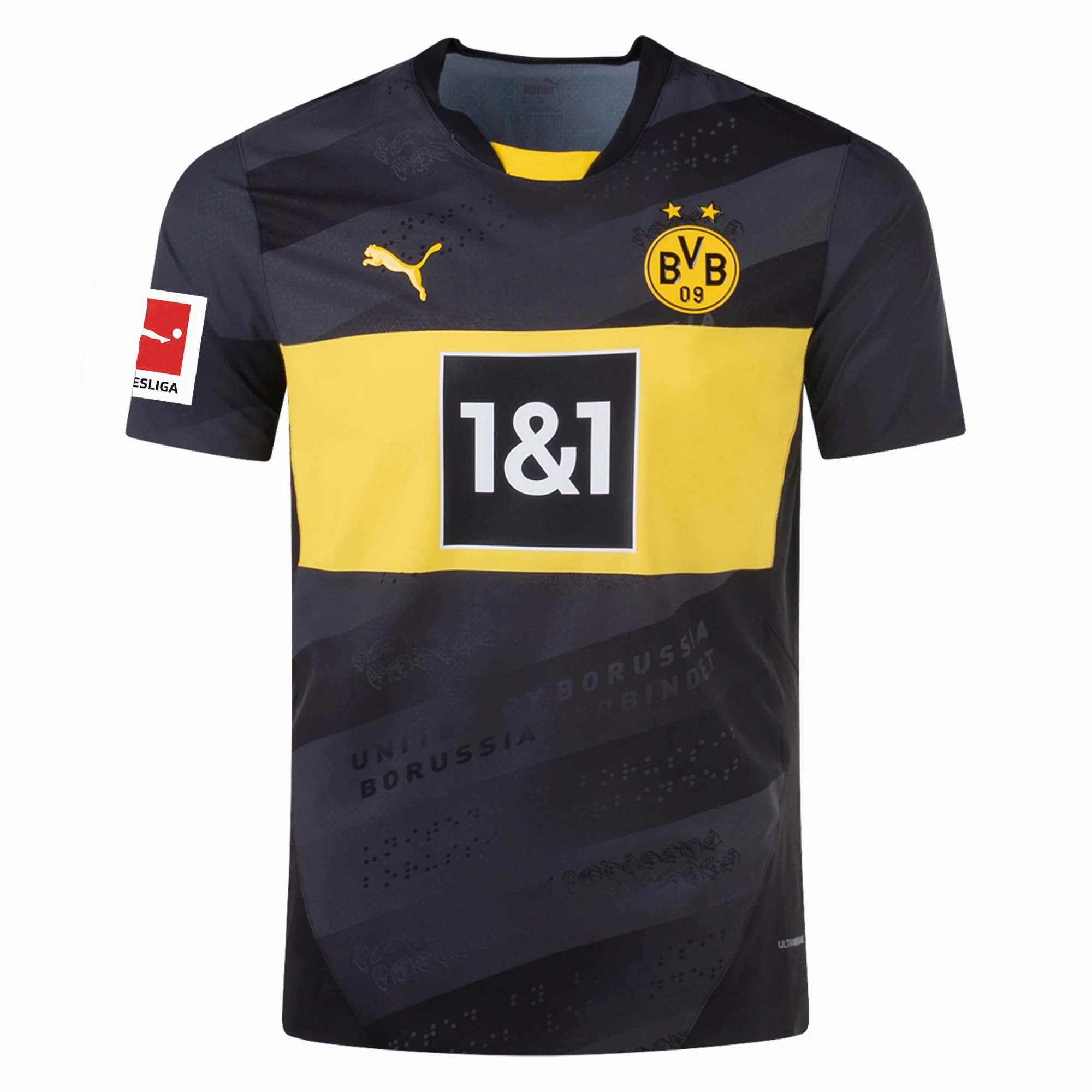 Temperature Regulating Lining Puma Borussia Dortmund Authentic Nico Schlotterbeck Away Jersey w/ Bundesliga Patch 24/25 (Puma Black/Faster Yellow)