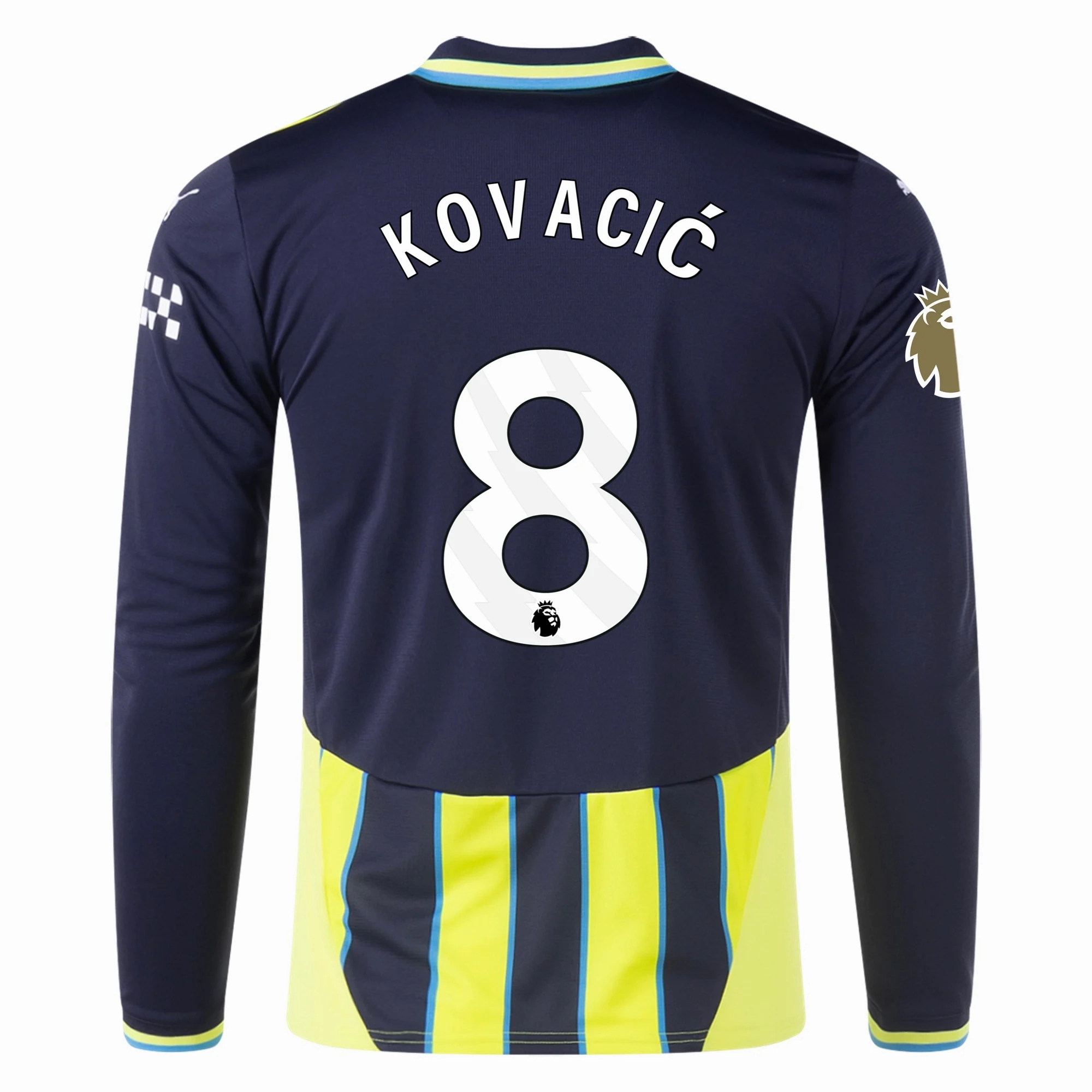 Hydrophobic Edge Taping Puma Manchester City Mateo Kova?i? Long Sleeve Away Jersey w/ EPL   Club World Cup Patch 24/25 (New Navy/Yellow Glow)