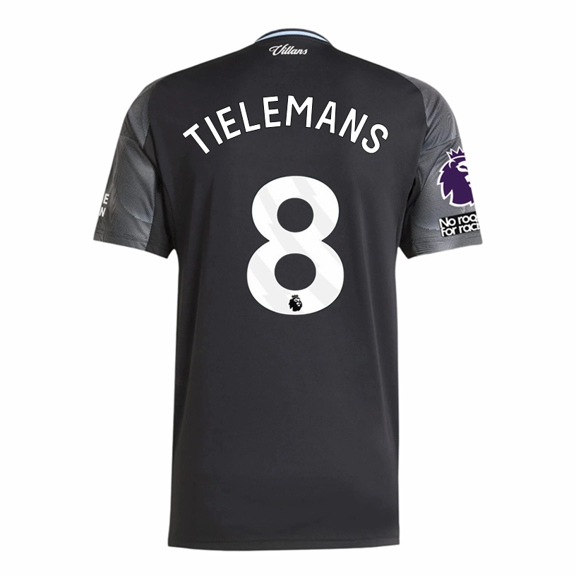 adidas Tielemans Men's Aston Villa 25/26 Away Jersey w/ EPL   NRFR Patches (Black/Global Blue) Sleek Look Smooth Silicone Gripper
