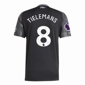 adidas Tielemans Men's Aston Villa 25/26 Away Jersey w/ EPL   NRFR Patches (Black/Global Blue) Sleek Look Smooth Silicone Gripper