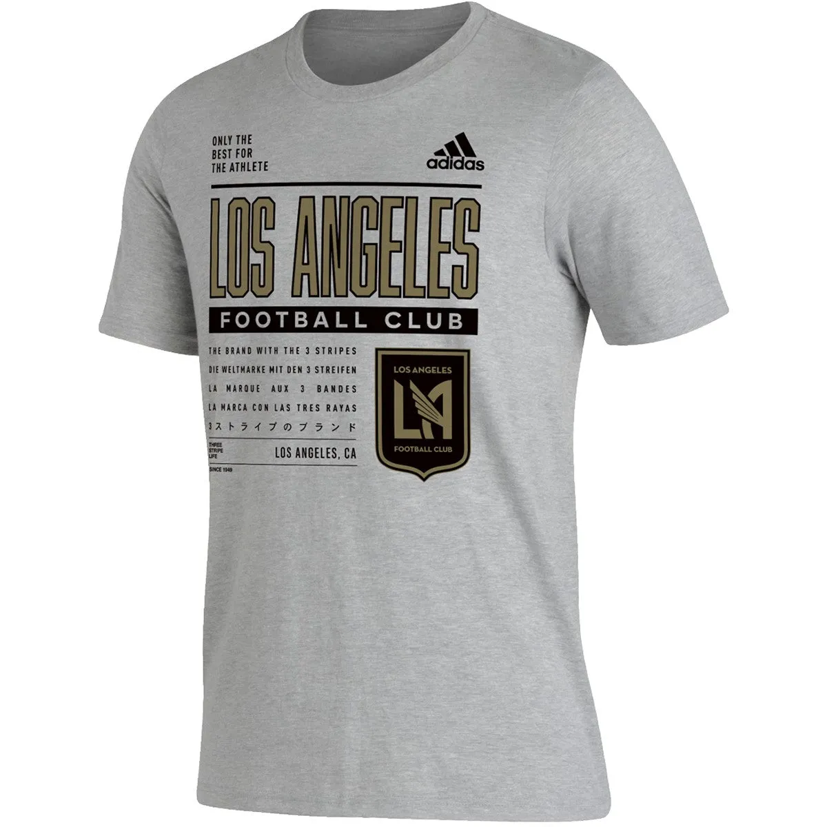 adidas LAFC Pregame T-Shirt (Grey/Gold) Animal Print Multi Panel Structure