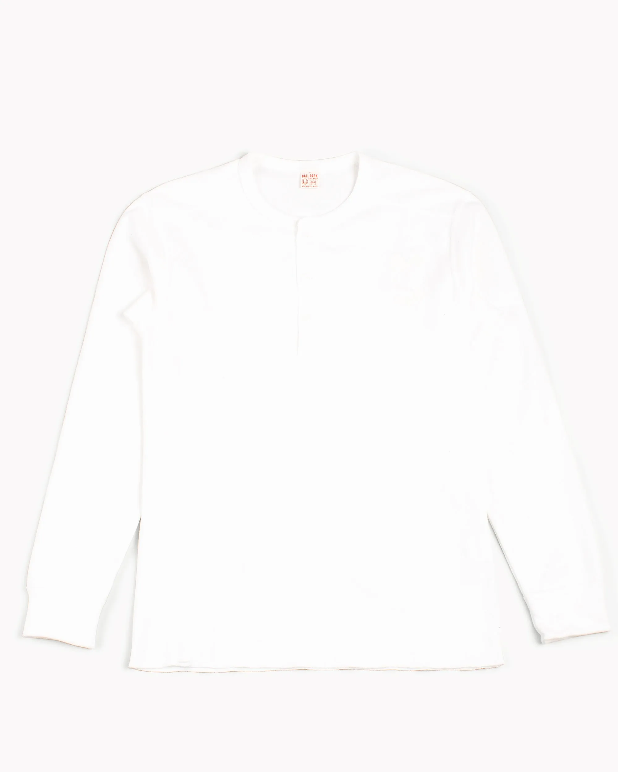 The Real McCoy's MC17117 Waffle Henley Shirt L/S White Light and Cozy Stretchable Weave