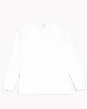 The Real McCoy's MC17117 Waffle Henley Shirt L/S White Light and Cozy Stretchable Weave