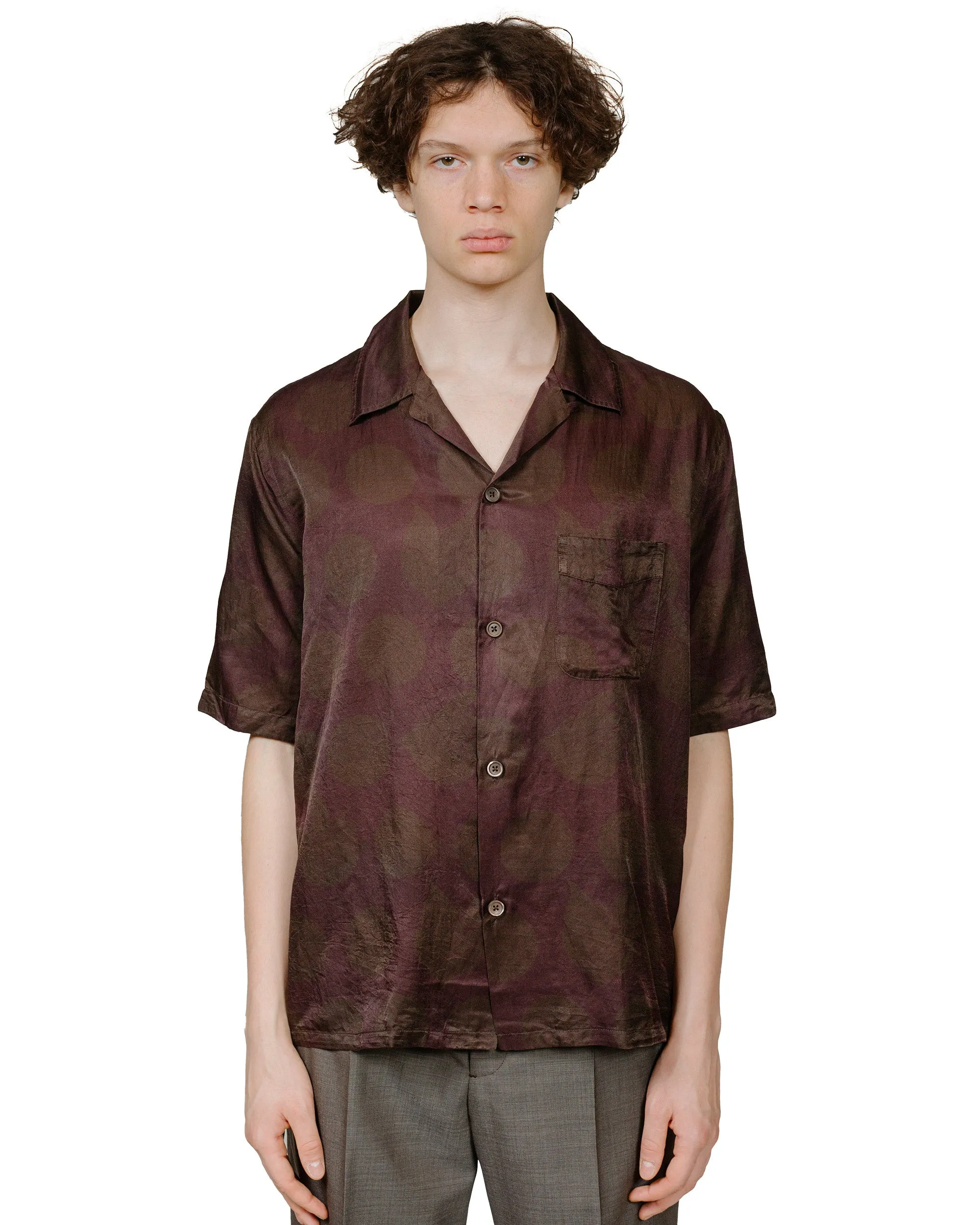 Our Legacy Heusen Shirt Shortsleeve Dotted Print Cotton Silk Tagless label