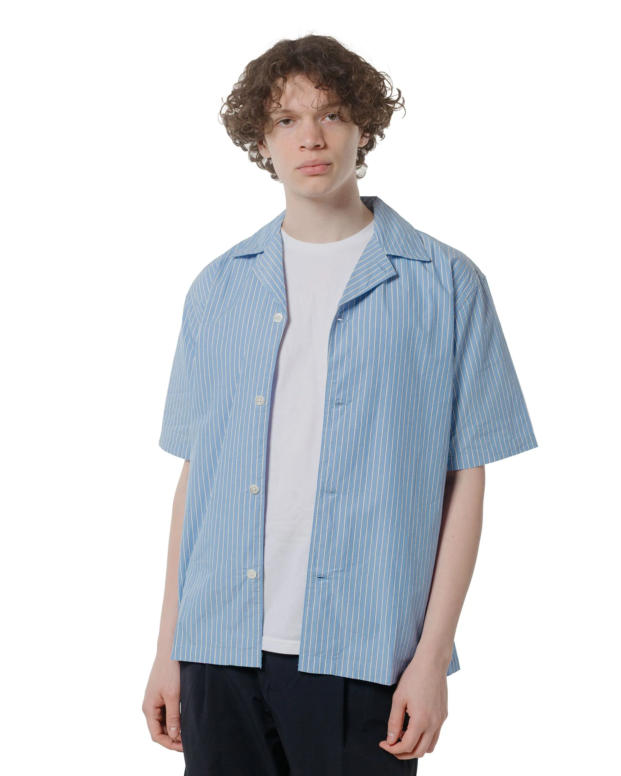 Norse Projects Mads Poplin Stripe SS Navy Subtle patterns Layering Essential