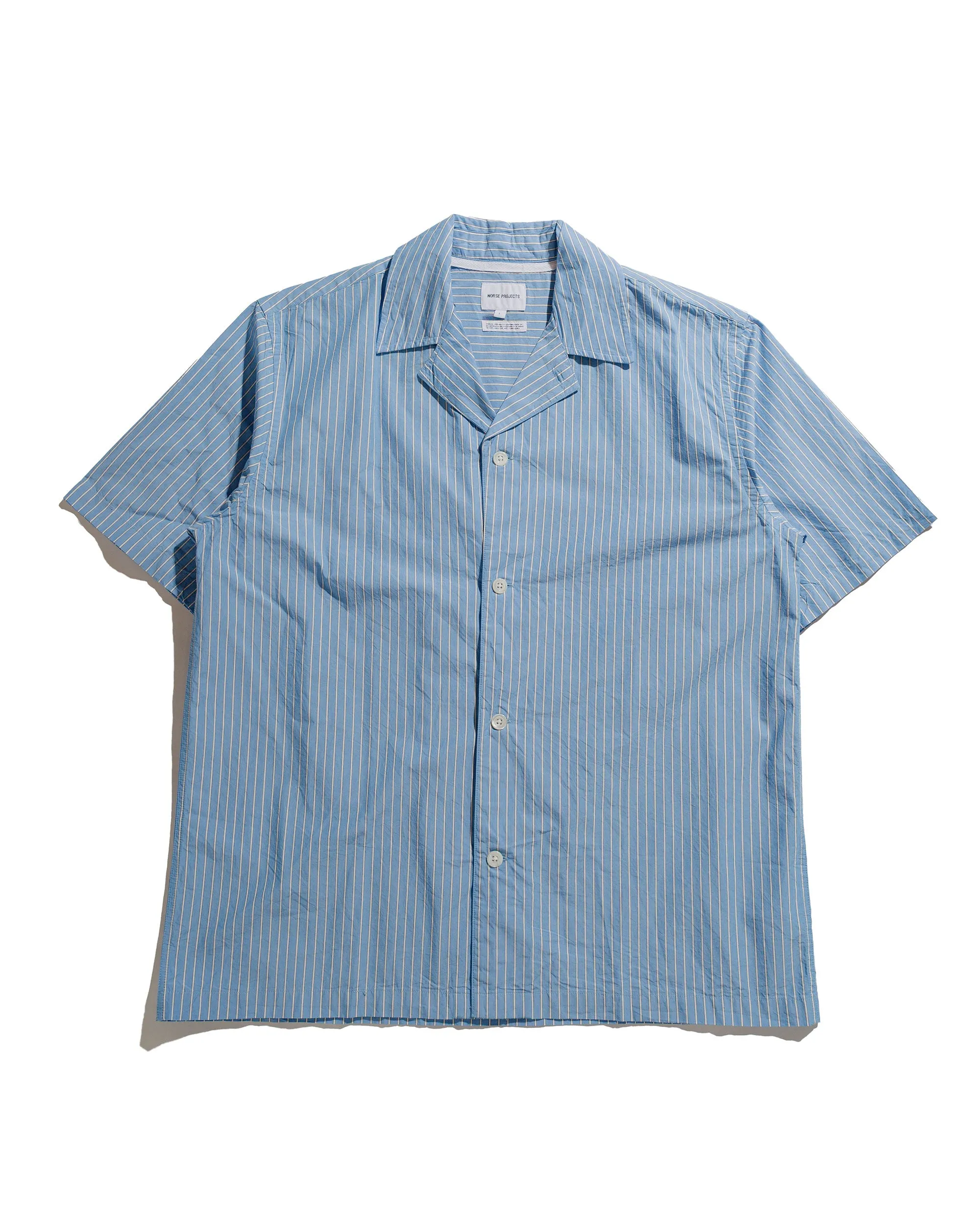 Striped style Norse Projects Mads Poplin Stripe SS Navy