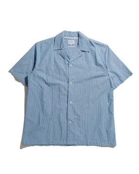 Striped style Norse Projects Mads Poplin Stripe SS Navy