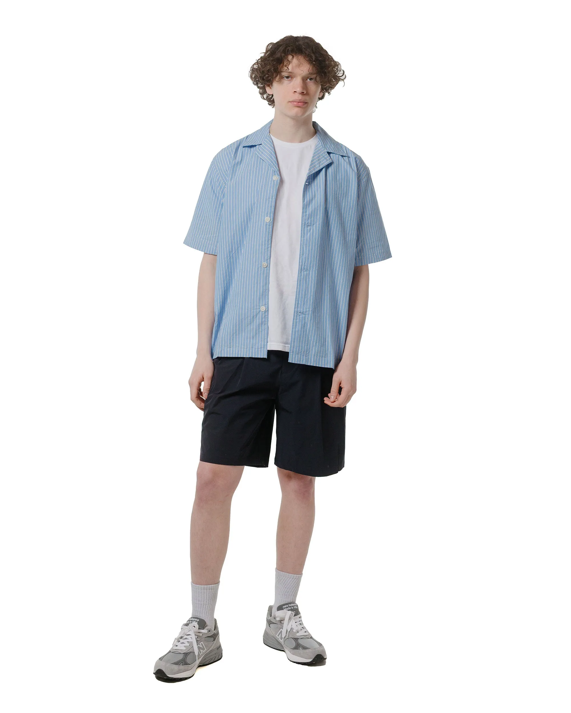 Fitted Design Norse Projects Mads Poplin Stripe SS Navy