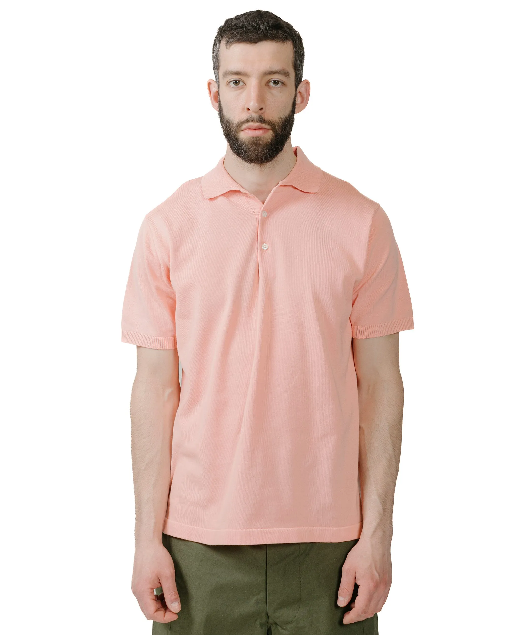 Warm in winter Beams Plus Knit Polo Solid 12G Pink