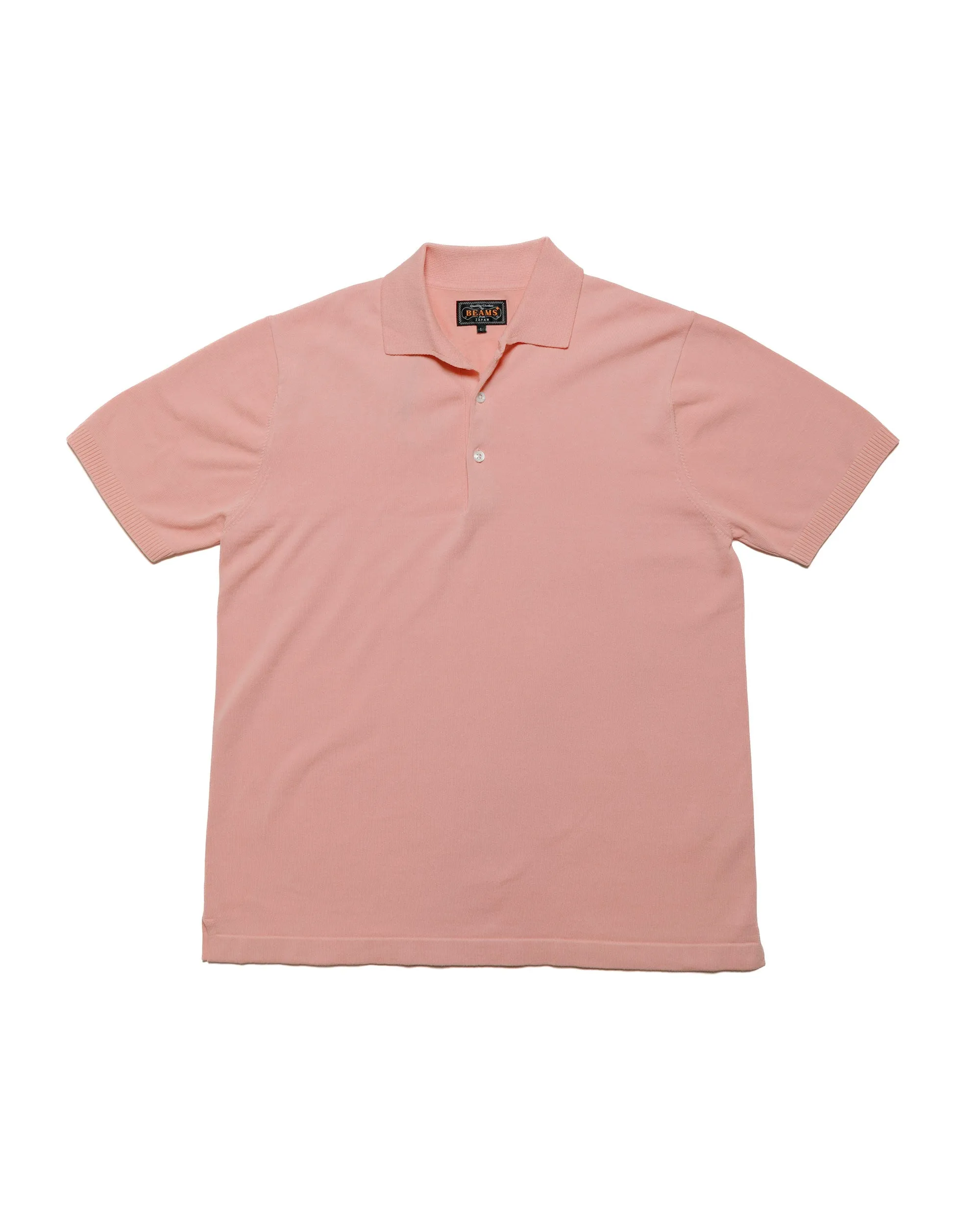 Beams Plus Knit Polo Solid 12G Pink Athleisure Look product lanyard visibility