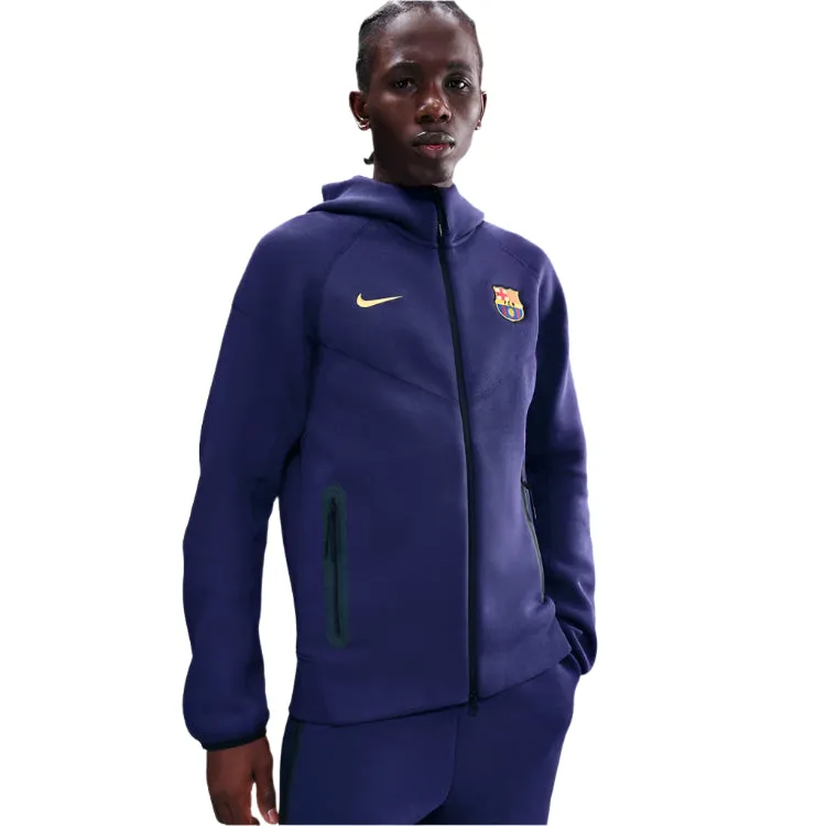 Nike Barcelona 25/26 Tech Windrunner Fleece Full-Zip Hoodie (Imperial Purple/Midwest Gold) Cozy Outerwear Errand Ready