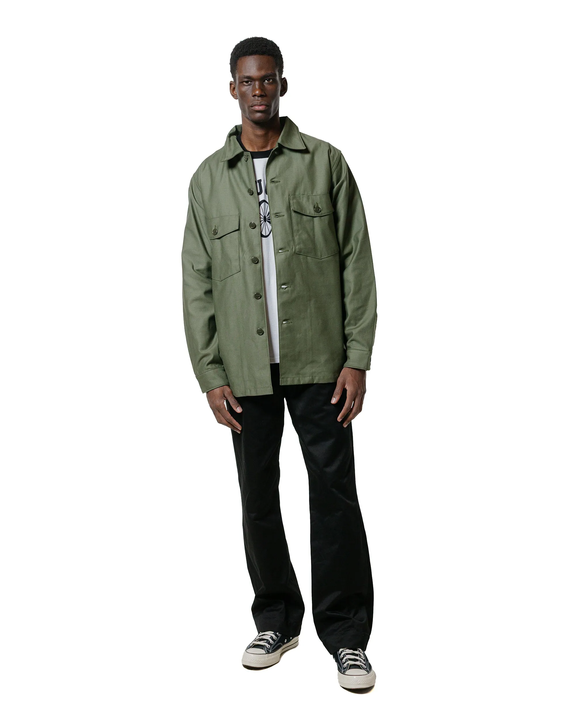 Picnic Outfit The Real McCoy's MS23101 Shirt, Man's, Cotton Sateen, OG-107 Olive