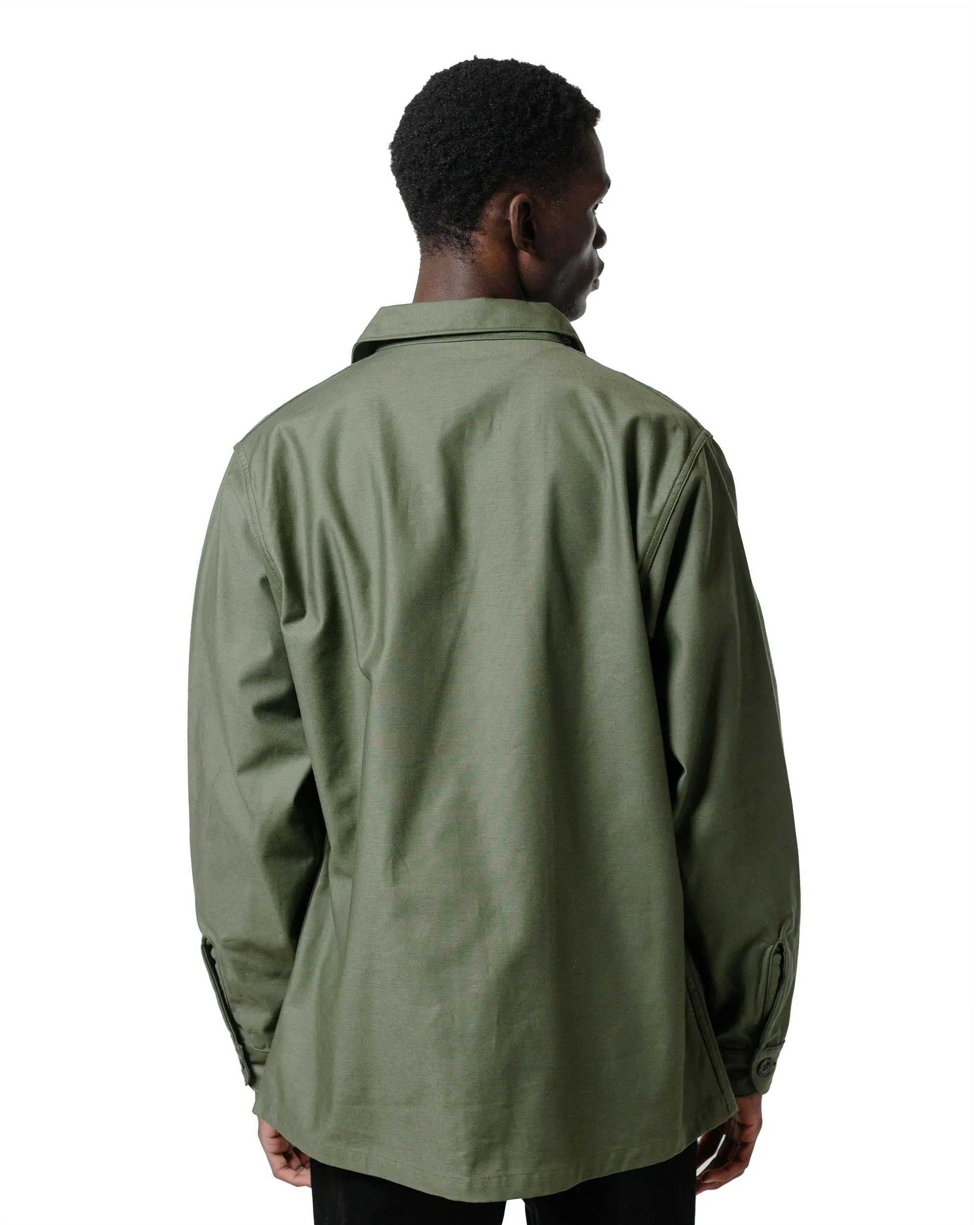 The Real McCoy's MS23101 Shirt, Man's, Cotton Sateen, OG-107 Olive Soft Touch Fabric