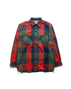 The Real McCoy's MS23105 8HU Multicolour Check Flannel Shirt Tri Colour Relaxed Style