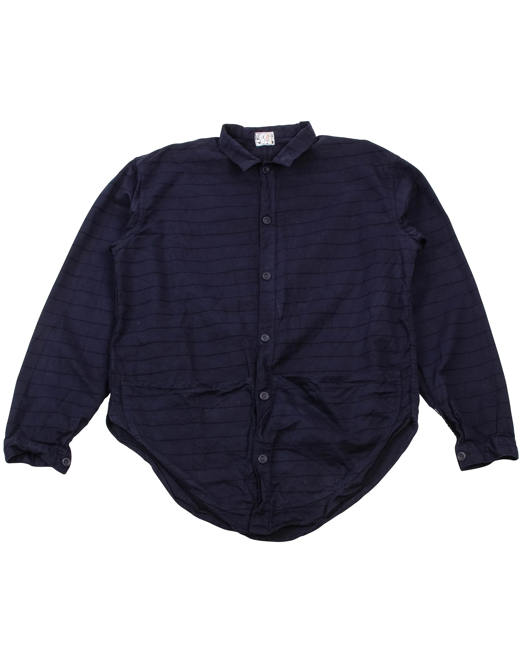 Tender Type 441 Compass Pocket Shirt Inverse Butcher's Stripe Cotton Twill Hadal Blue Easy Styling Solid Hue