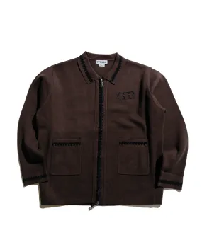 chain accents TTT MSW Knit Polo Cardigan Brown