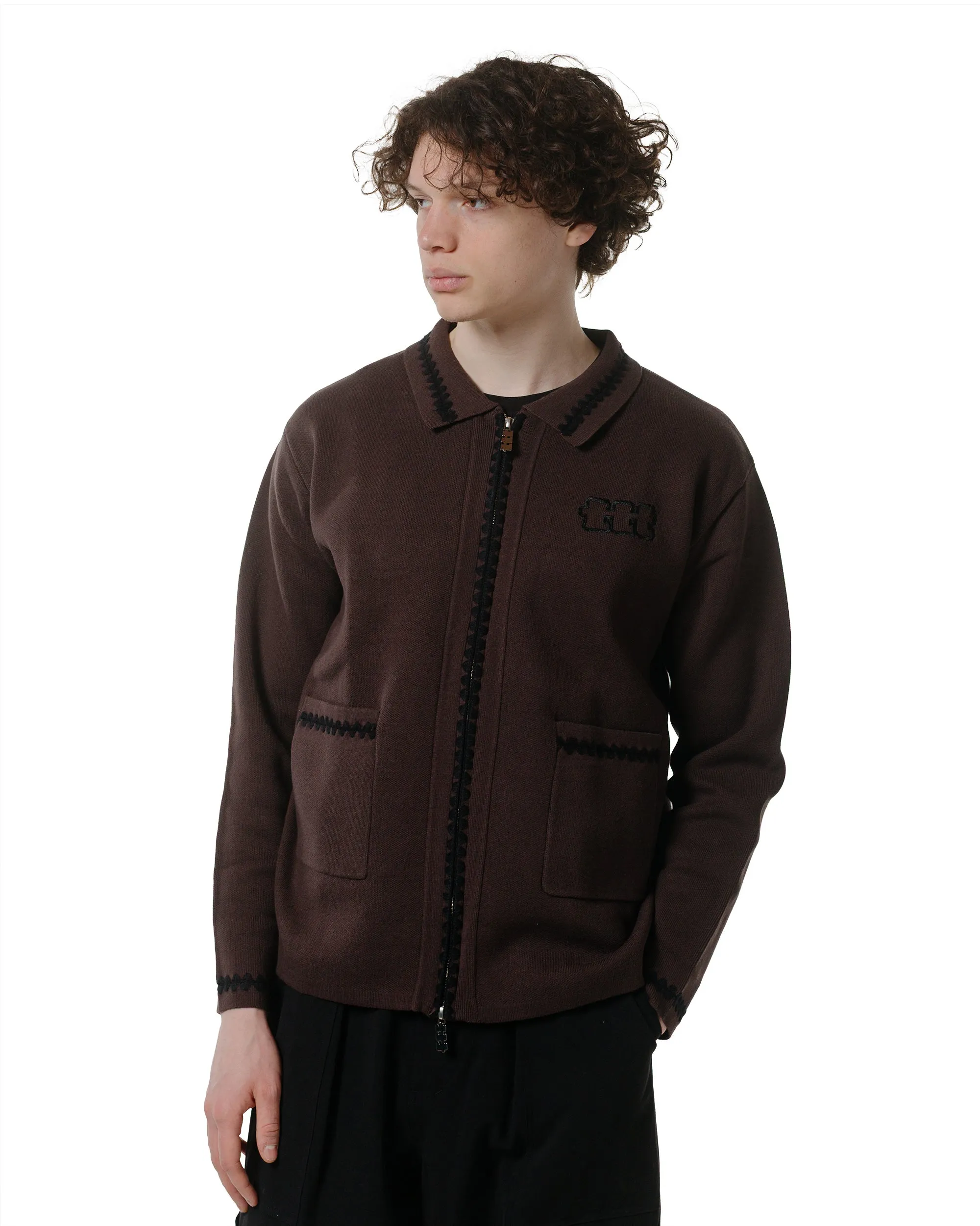 TTT MSW Knit Polo Cardigan Brown Cozy Clothing Style Moisture wicking