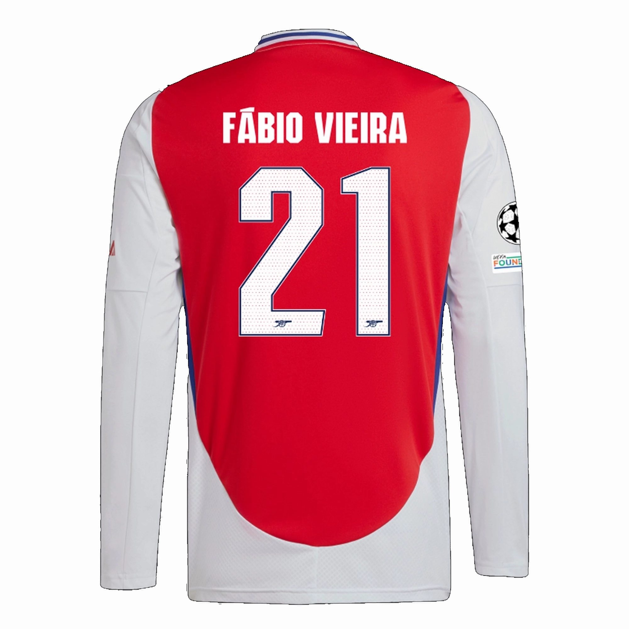 adidas Arsenal Fabio Viera Home Long Sleeve Jersey w/ Champions League Patches 24/25 (Better Scarlet/White) Advanced Sweat Wicking Tagless Neckline Design