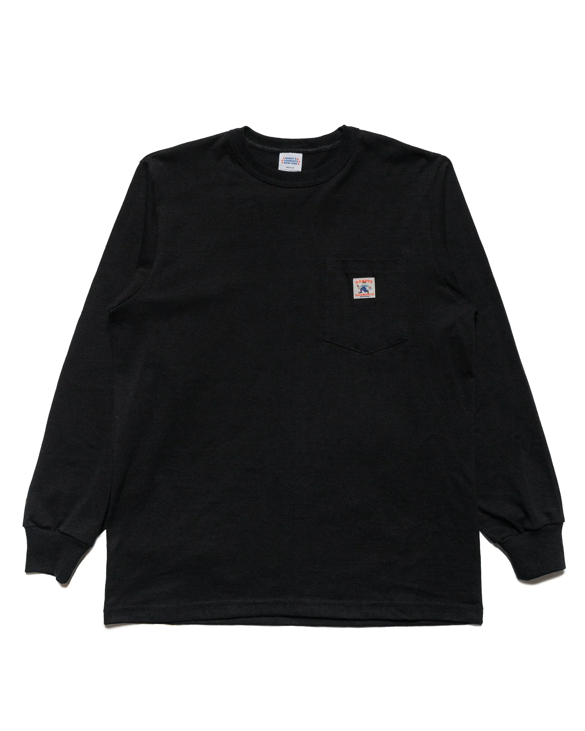 Randy's Garments Long-Sleeve Pocket Tee Black Sleek Style