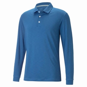 Hygroscopic Fiber Blend Wicking Channel Technology Puma - Men's YouV Long Sleeve Polo (539106 04)
