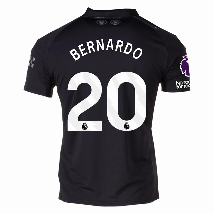 All Day Comfort Fit Layered Look Design Puma Bernardo Men's Manchester City Away Jersey 25/26 w/ NRFR   EPL Patches (Puma Black)