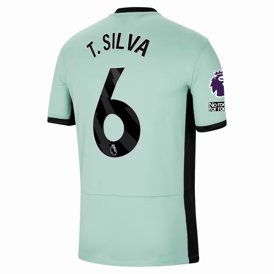 Nike Chelsea Thiago Silva Third Jersey w/ EPL   No Room For Racism Patches 23/24 (Mint Foam/Black) fitness gear Durable Recycled Blend