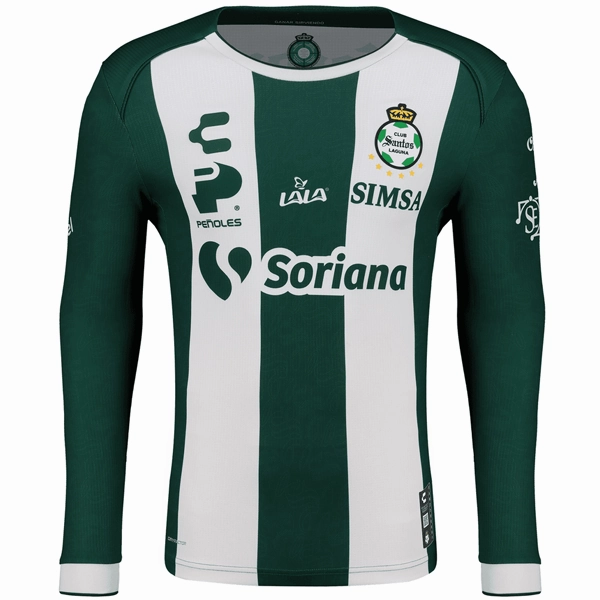 Endurance Fit Stretchable Knit Material Charly Santos Laguna Home Long Sleeve Jersey 24/25 (Green/White)